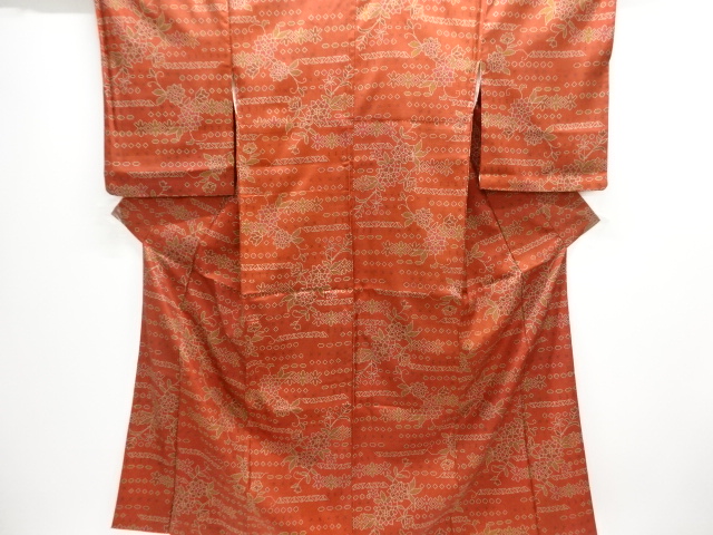 JAPANESE KIMONO / DORO OSHIMA TSUMUGI / DYED / FLOWER 